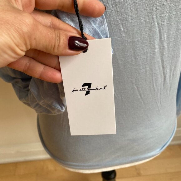 𝅺7 For All Mankind BNWT Sz Small Womens Blue Long Sleeve Top Mock Neck New - Picture 6 of 8